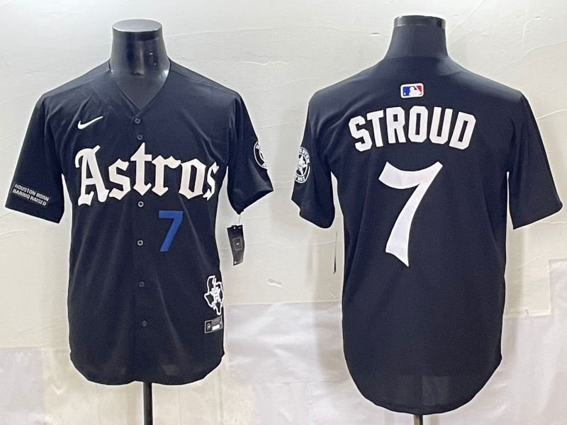 Men 2025 Houston Astros #7 Stroud Black Five generations Joint Name Nike MLB Jersey style 3